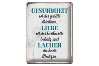 Blechschild Spruch 30X40 Cm Gesundheit Liebe Lachen Medizin Deko Schild