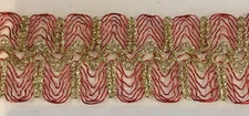 Metallic Red Gold Zig Zag Trim For Crafting Sewing Decor Width 2 Inches 5 Yards