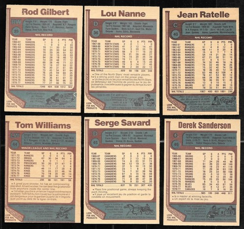 1977-78 OPC O PEE CHEE NHL HOCKEY CARD ERROR CHECKLIST VARIATION 1-132 SEE LIST - Picture 75 of 312