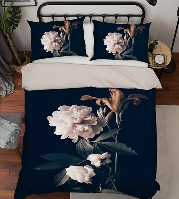 3D Peony Flower ZHUA3365 Bed Pillowcases Quilt Duvet Cover Set Queen King Zoe