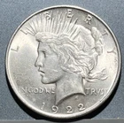 1922 Peace Silver Dollar Uncirculated Philadelphia Mint 90% Silver