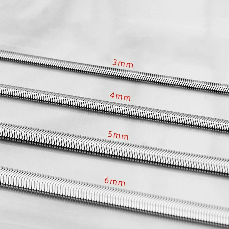 1.6-8mm Real Stainless Steel Silver Flat Snake Chain Necklace Women Men 18-36'' - product detail image 4