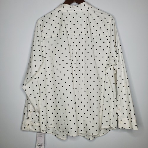 Croft & Barrow Womens Black Polka Dot Button Front Blouse Size 1X Long Sleeve - Picture 4 of 11