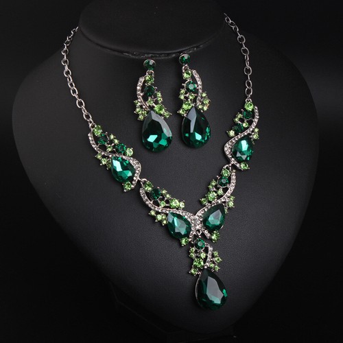 Fashion Flower Women Statement Necklace Earring Crystal Jewelry Set Bridal Gifts - 第 260/661 張圖片