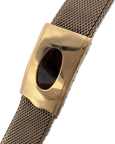 Vintage 19mm Kreisler Men's Wristwatch Band 10k RGP Mesh Milanese w Faux Wood - Picture 2 of 4