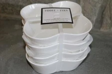 FIDDLE + FERN by HOME ESSENTIALS FLOWER-SHAPED PORCELAIN BOWLS - WHITE -NEW- S/4