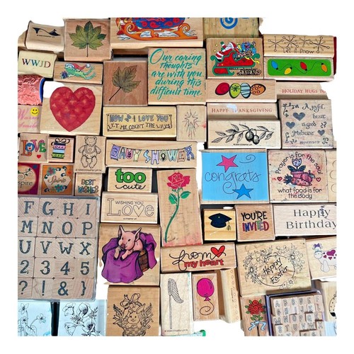 Rubber Stamps Lot of 100+ Assorted Brands Plus 2 sets of Alphabet New and Used - Picture 6 of 11