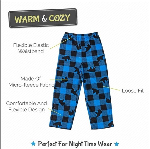 3 Pc Pajama Set - Fleece Pants Sz 6/8 (22 x 20) + Fuzzy Gripper Socks Blue Bears - Picture 6 of 6