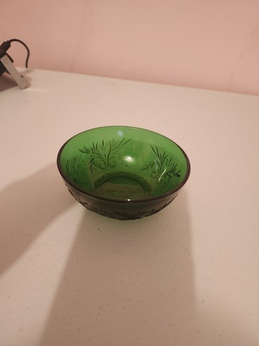 Anchor Hocking Forest Green Sandwich Beerenschale Glasschale kleine Schale Vintage