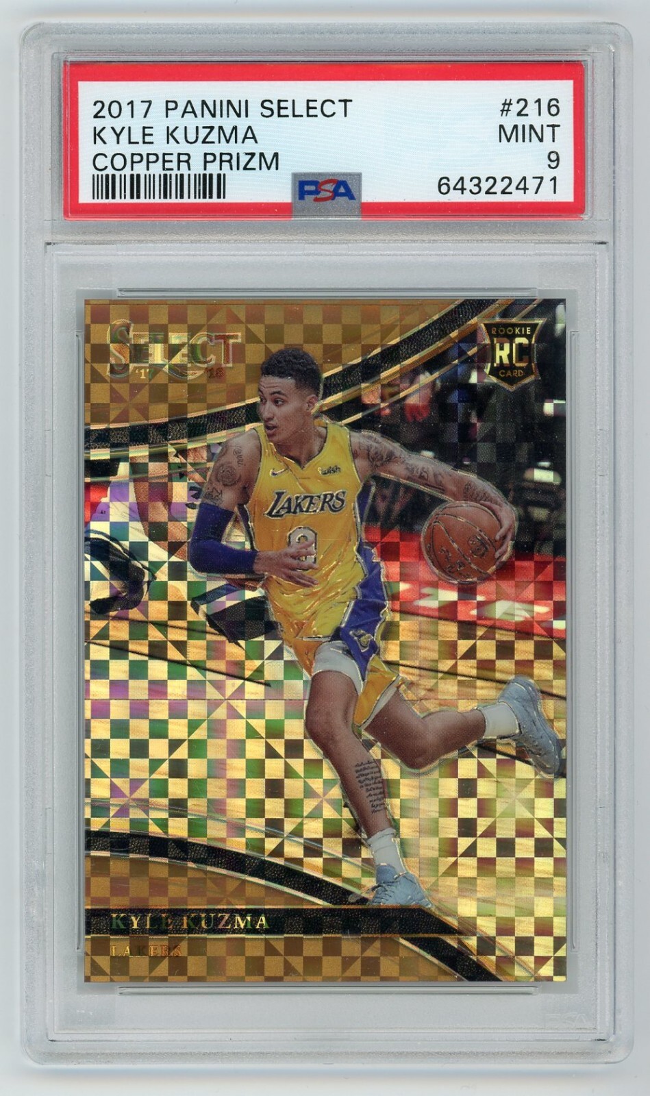 2017-18 Panini Select Copper Prizm /49 Kyle Kuzma #216 RC PSA 9, /199, & More 8x