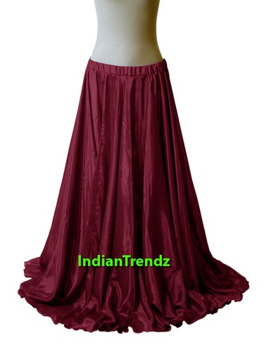 Women Satin Full Circle Skirt Belly Dance Jupe Tribal Oriental 10 Yard Flamenco - Picture 13 of 31