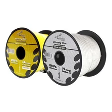 14 GA 100 FT Roll Yellow White Spool of CCA Primary Power Ground Wire Cable