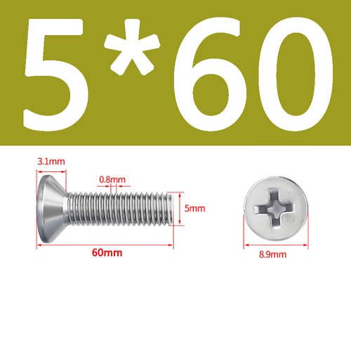 M3 M4 M5 A2 Stainless Steel Phillips Countersunk Flat Head Screw Long 4mm-100mm - Picture 78 of 84