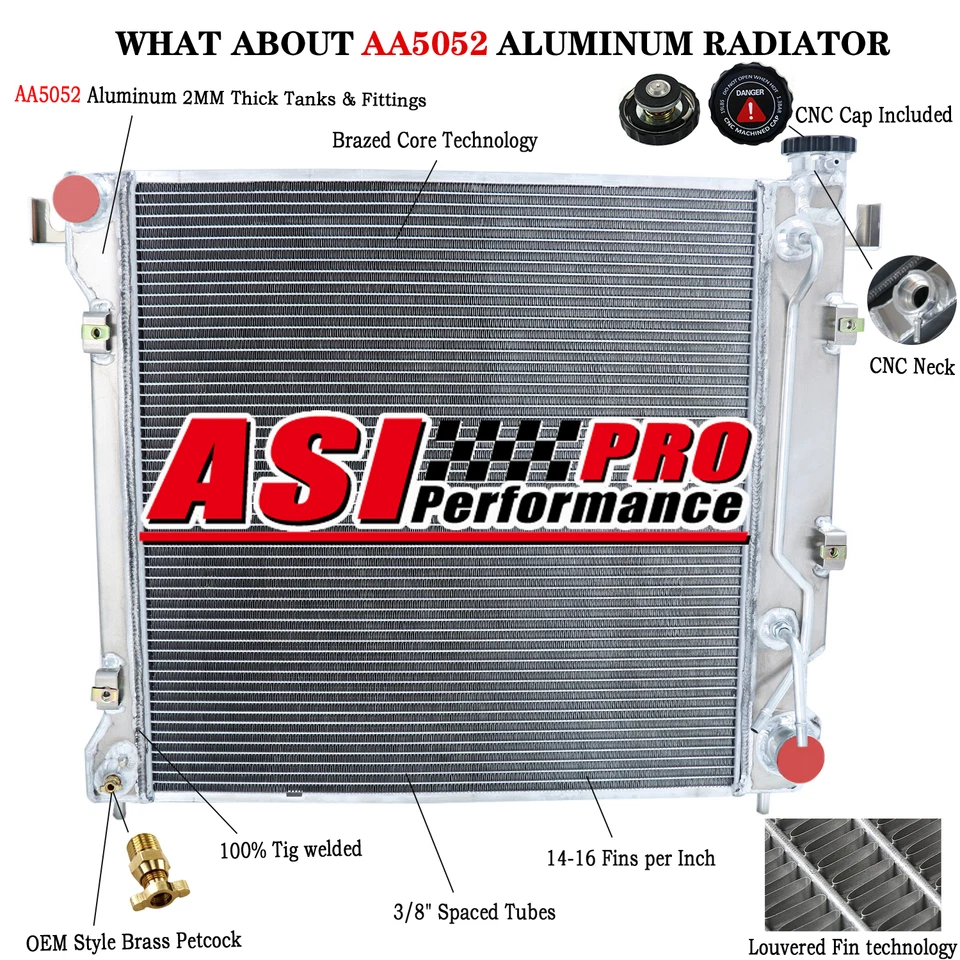 For 1997-1999,1998 Dodge Dakota Durango 3.9L 5.2L 5.9L 2 Row Aluminum Radiator Foto 2 de 4