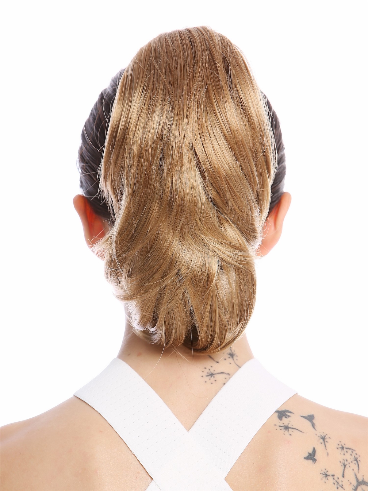 Braid Ponytail Postiche Short Combs Wavy Smooth Wavy Blonde
