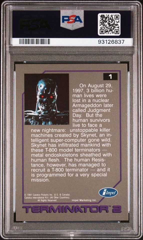 1991 Impel Terminator 2 - #1 The Cyborg Returns - PSA 10 GEM MINT - POP 2 - Image 4 of 4