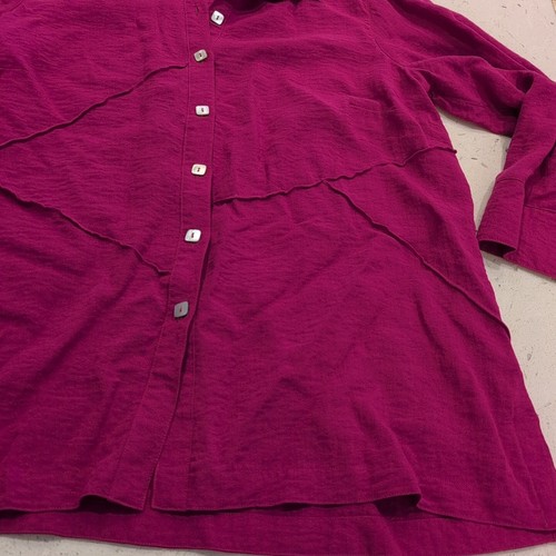 John Mark Tunic Top Shirt Blouse M Button Front Fuchsia - Picture 6 of 12