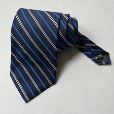 POLO Ralph Lauren Neck Tie RLR Repp Silk Regimental Stripe Navy Blue White