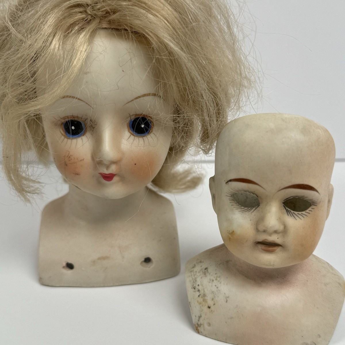 Rauenstein Alice Porcelain Bisque Doll Heads No 191 Open Mouth w