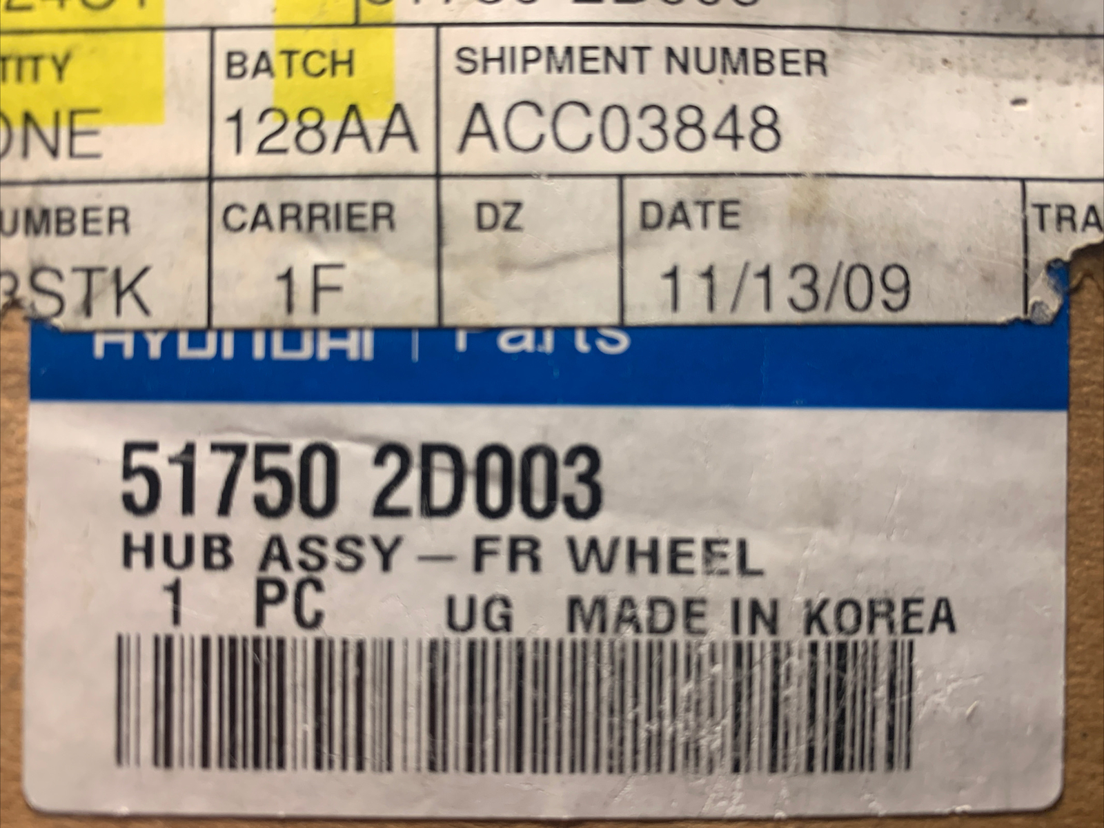 Hyunday 51750 2D003 Front Wheel Hub Assembly EBay