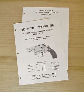 Smith & Wesson Model 60 Chief Special Revolver Parts Use & Maintenance Manual 