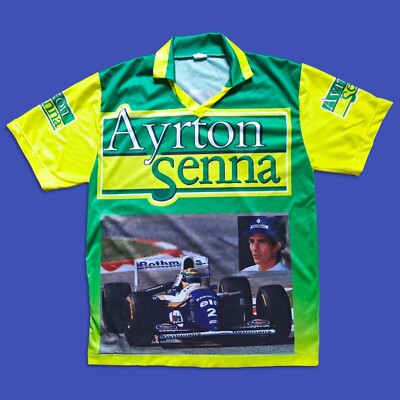 Ayrton Senna Williams Print Bootleg 90s Jersey T Shirt Formel 1 Brasilien Größe XL