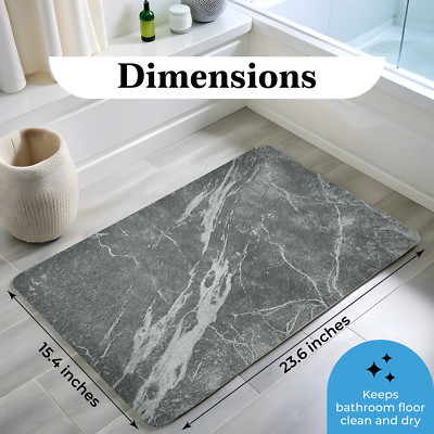 Stone Bath Mat Fast Drying Absorbent Slate Non-Slip Shower Floor Easy Clean NEW