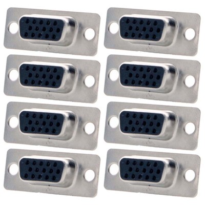 8 Pcs DB15 D-SUB 15 Pin VGA SVGA Female Mount Solder Cup Connector Socket Gold