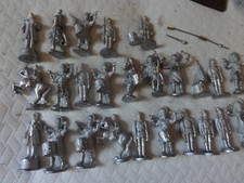 Vintage Lot Lead/Metal Toy Soldiers Horses Drummer Flags 2" Figures Un-Painted
