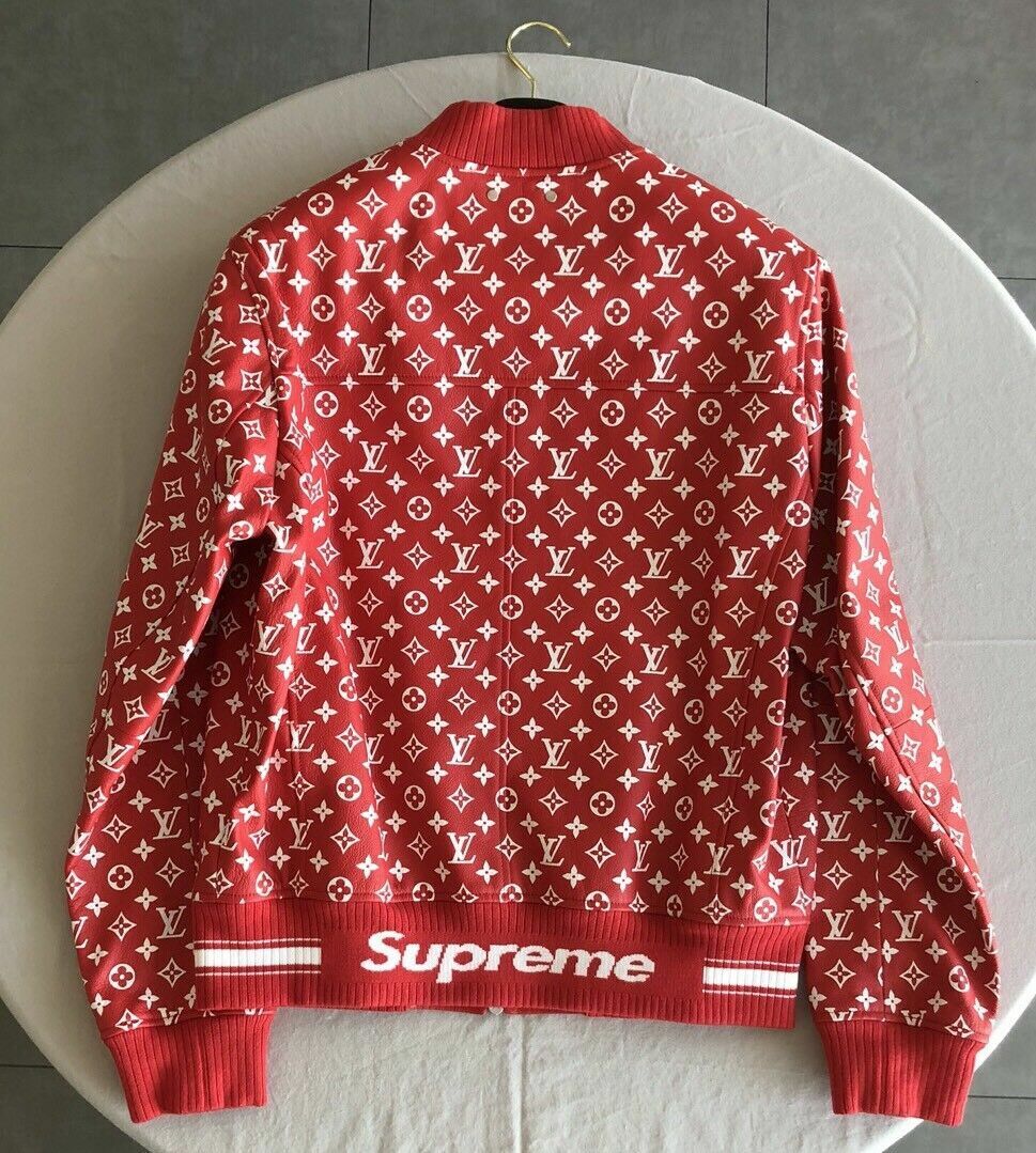 Louis Vuitton Supreme Leather Bomber Varsity Jacket