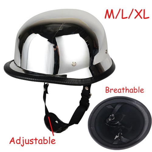 DOT Motorcycle Helmet German Chrome 