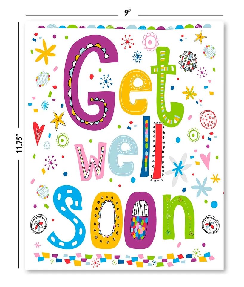 Large Get Well Soon Greeting Card-Blank Inside with White Envelope - 11.75"x9" - Image 4 of 4