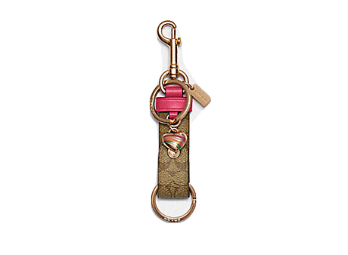💖 COACH Trigger Snap Bag Charm in Signature Canvas w/Heart