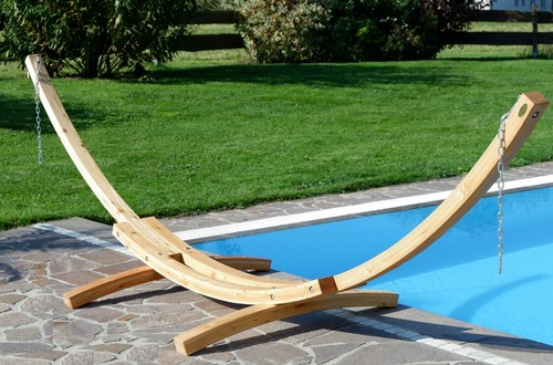 AS-S 410cm XXL Hängemattengestell NATUR aus Holz Lärche Gestell Holzgestell - Bild 2 von 7