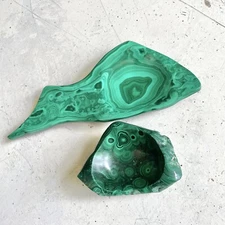 465g  Polished Malachite Specimens - Set of 2 separate pieces