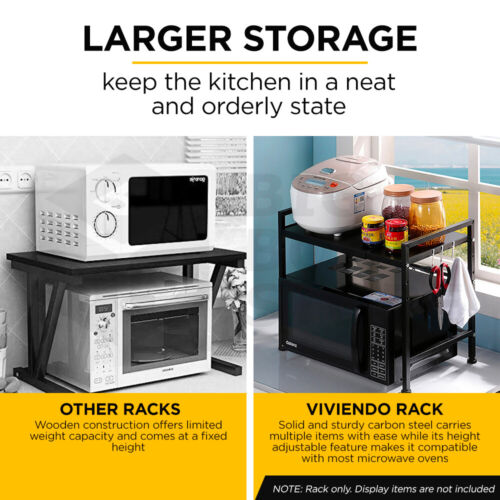 Microwave Oven Shelf Rack Adjustable Metal Kitchen Organiser Storage 2 Tier - Picture 4 of 30
