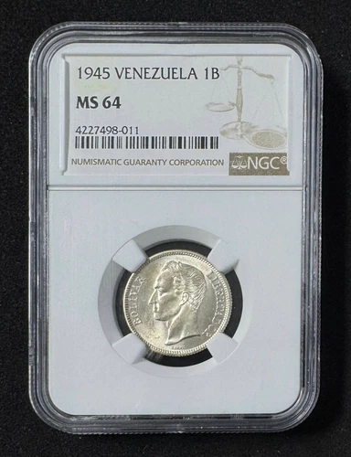 VENEZUELA, 1 Bolívar, 1945 NGC MS64.