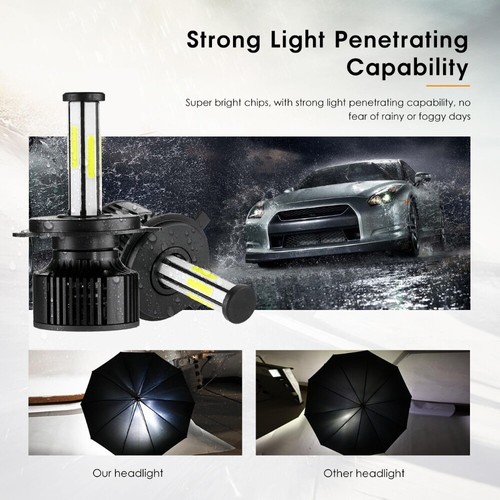 6-sides H4 9003 Super White Kit LED Headlight Bulbs High Low Dual Beam 6500K 2x - Picture 9 of 12
