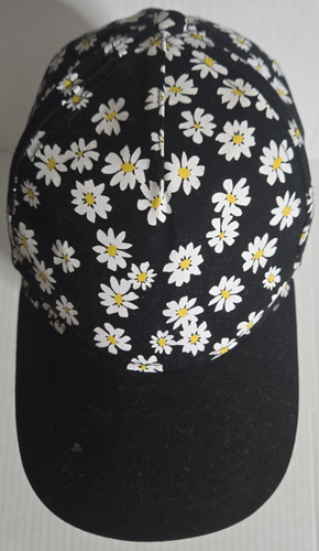 JUSTICE Girls "Daisy" Flowers Black Baseball Cap Hat, Adjustable Strap Back - Picture 2 of 16