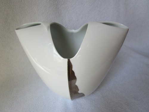 Rosenthal Studio-Linie Porzellan Design-Vase Tasca weiß/gold signiert Sabattini