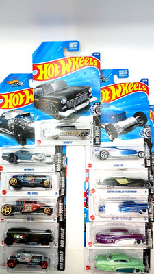 Lot of 11 Hot Wheels Rod Squad 55 Chevy Cadillac Hirohata Merc Mid Mill Max Stl