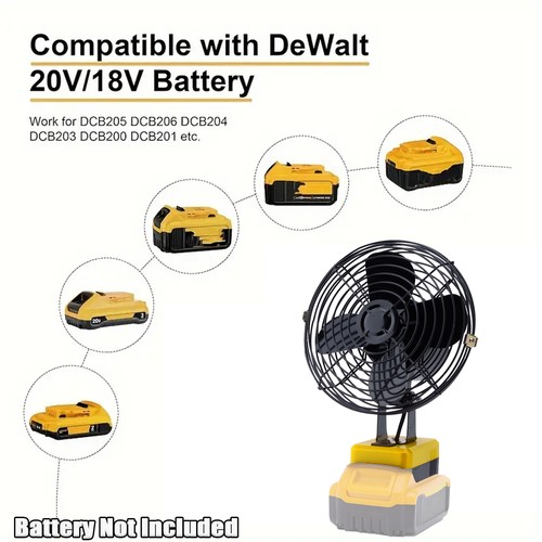 Portable Camping Fan For Dewalt 20V Li-ion Battery Handheld Jobsite Cordless Fan - Picture 5 of 12