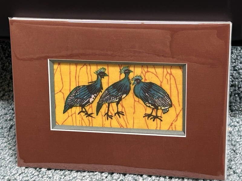 💥Unique Artwork Blue Hens On Batik Shang Hai Gallerie Gorgeous! 1 Day Ship!👍