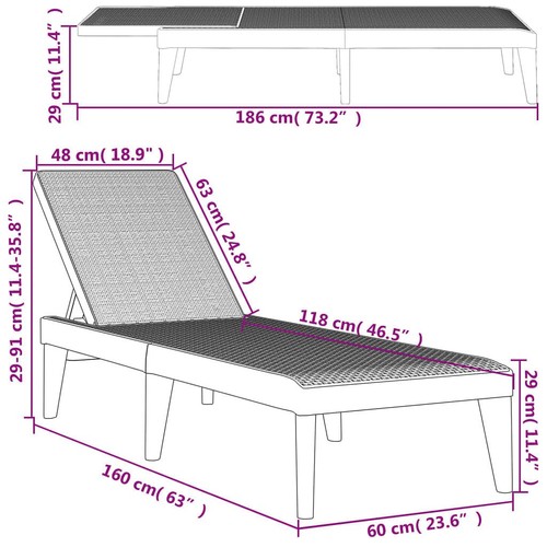 Sun Lounger White 100% Polypropylene Standard Height-Adjustable - Picture 10 of 10