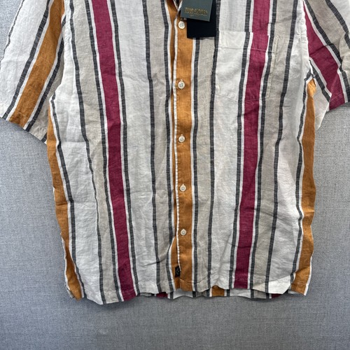 NEU Todd Snyder Leinen Camp Hemd Herren XL orange gestreift Kurzarm Knopfleiste - Bild 4 von 17