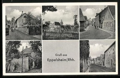 Ansichtskarte Eppelsheim /Rhh., Ortsansichten, Straßen, Kirche, Wohnhäuser 1955 