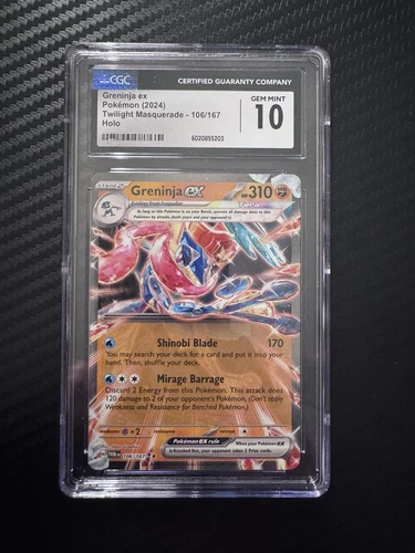 Pokemon TCG Greninja ex 106/167 Sv06: Twilight Masquerade Holo CGC GEM MINT 10