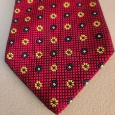 Vtg Brooks Brothers Makers Neck Tie Mens Silk Red Geometric Made USA 3-3/4W