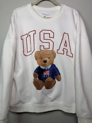 Grayson Threads Crewneck Sweatshirt Women's XXL USA Teddy Bear Flag