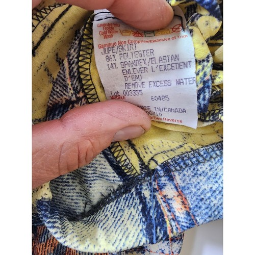 Vintage Joseph Ribkoff gelb Boho Stretch Glitzer Patchwork Maxirock GR 8 - Bild 8 von 9